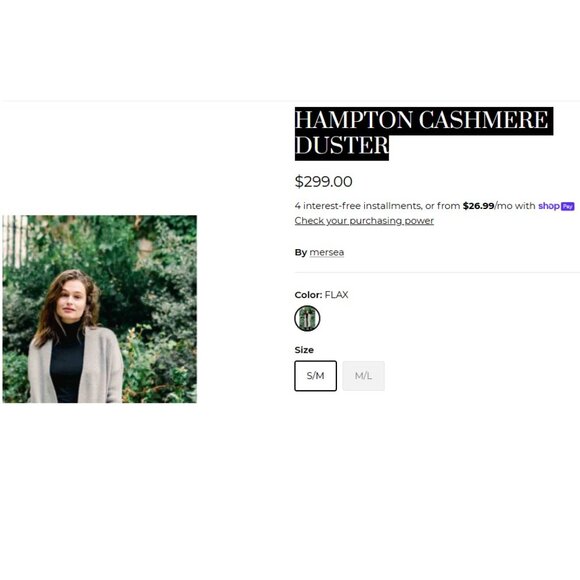 NWOT Mer Sea Hampton Cashmere & Merino Duster Cardigan Flax XS - Picture 3 of 15